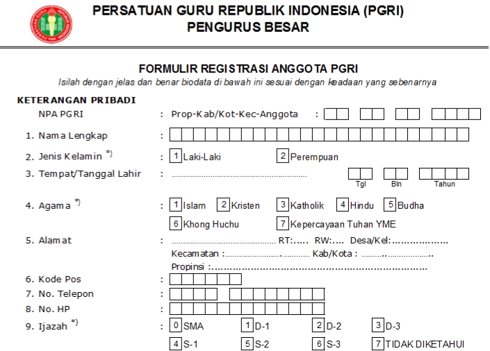 Pendaftaran PGRI Riau - Persatuan Guru Republik Indonesia Cabang Riau